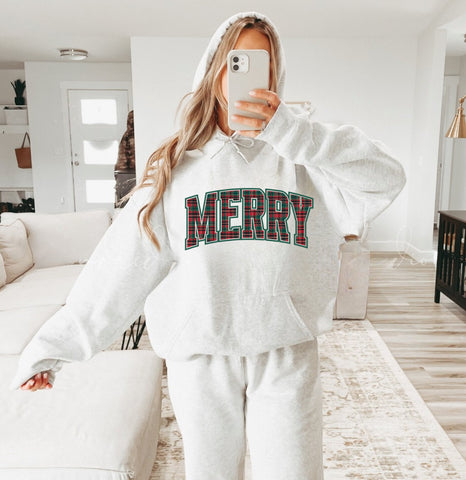 Plaid MERRY♥️ HOODIE
