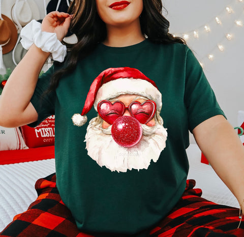 Heart glasses Santa tee