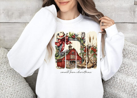 Small town Christmas (diff color sweatshirts available)