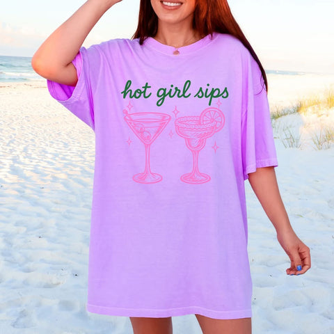 Hot girl sips