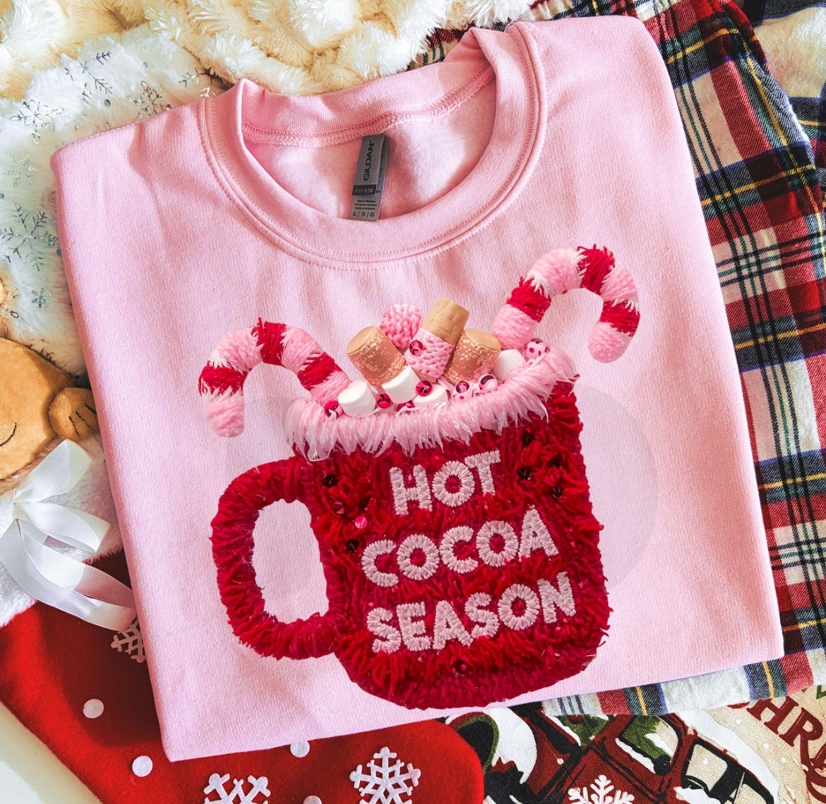 Faux yarn hot cocoa season