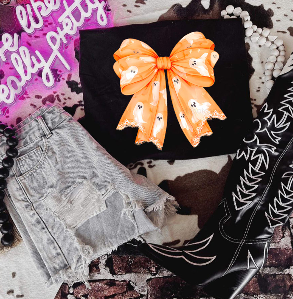 Orange ghost bow kids
