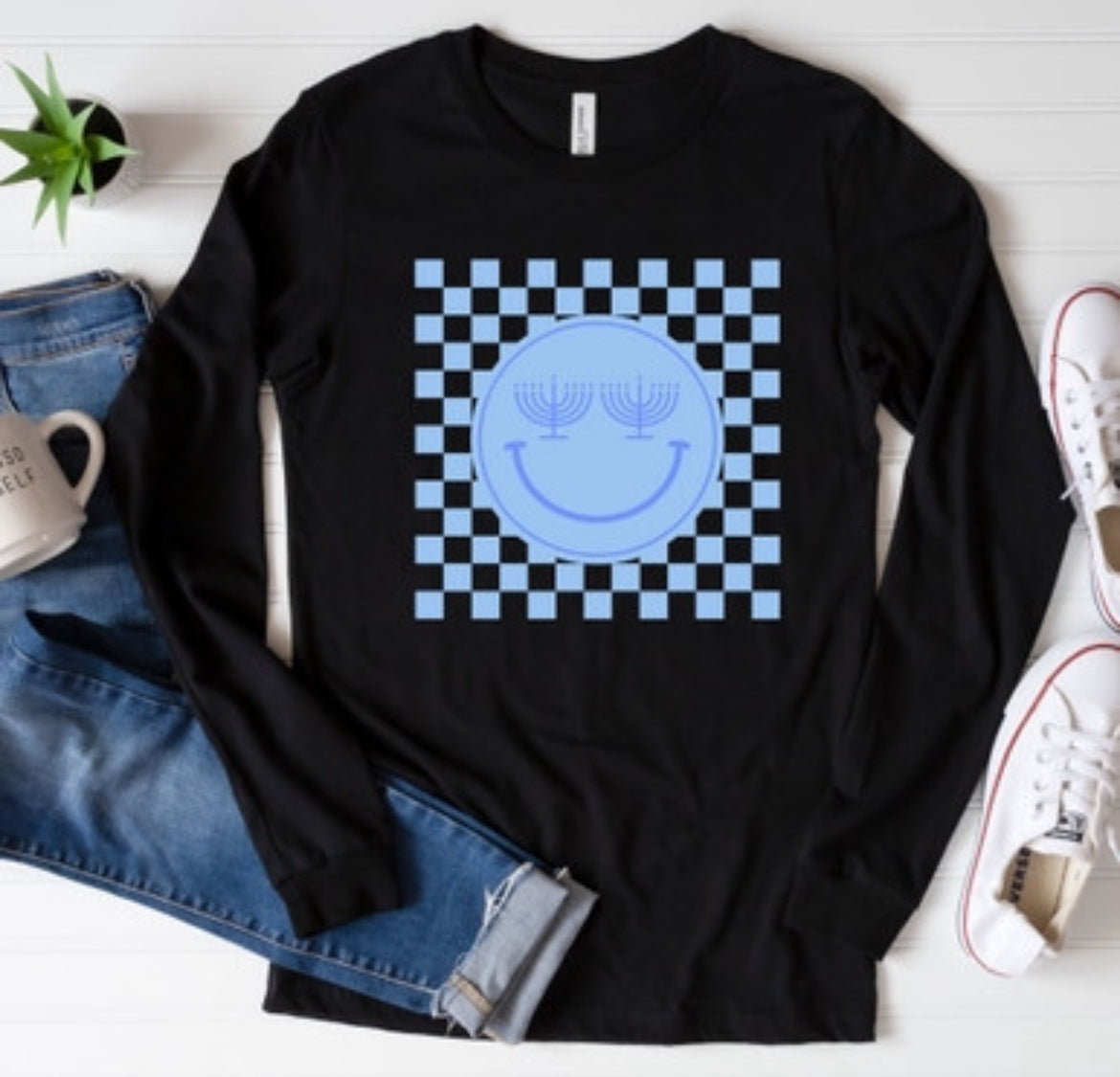 Smiley Hanukkah kids long sleeve