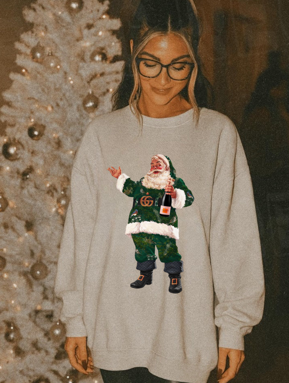 Boujie Santa (pink champagne label)