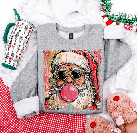 Pink bubble gum Santa sweatshirt