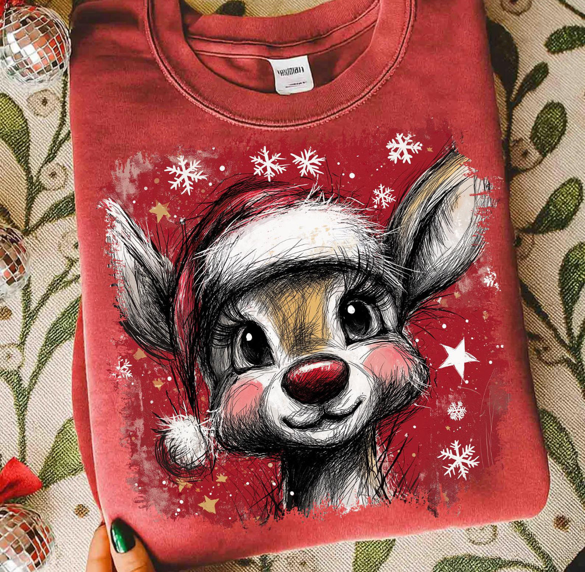 Red nosed reindeer sweatshirt
