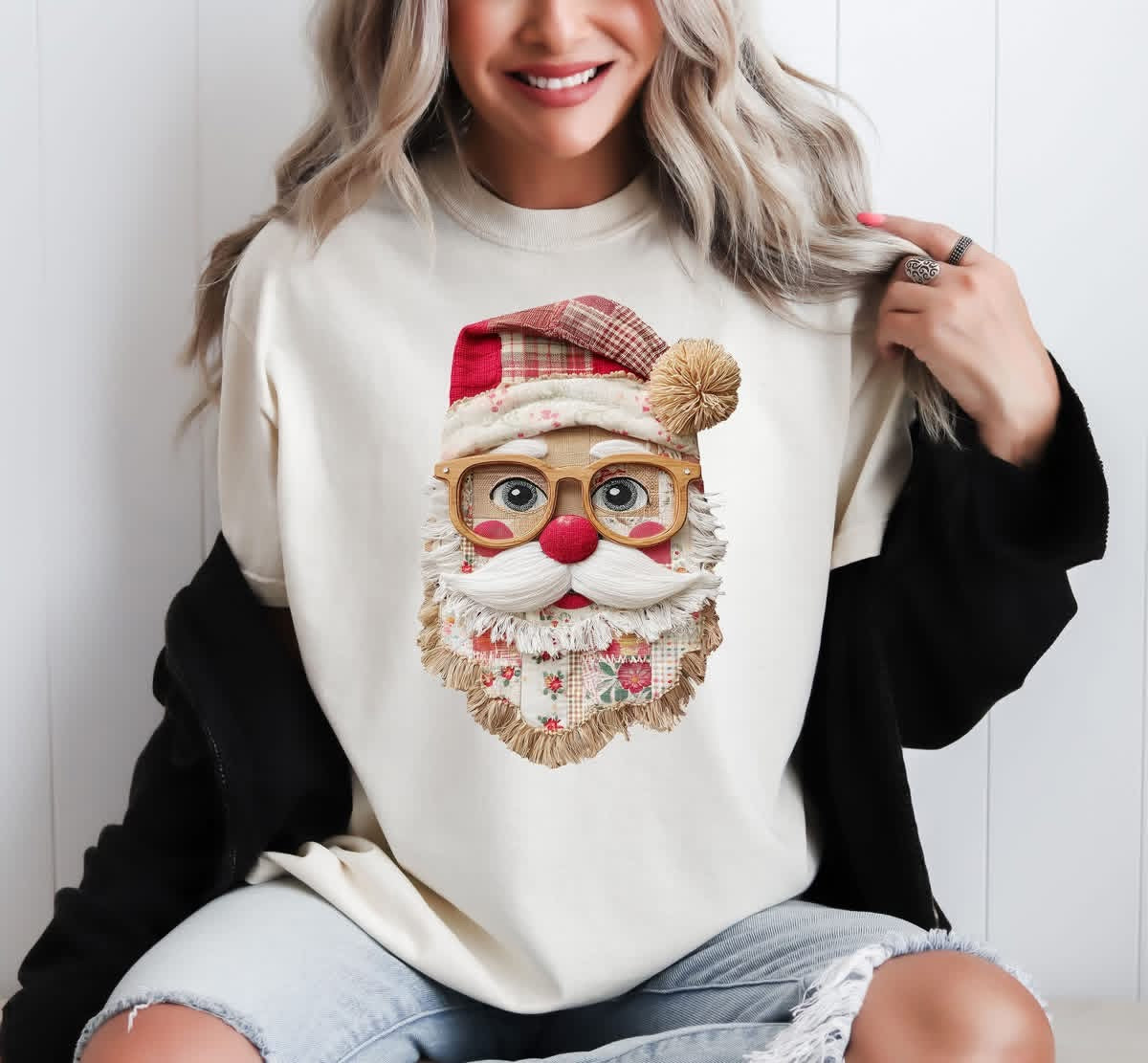 Faux yarn Santa with glasses