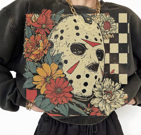 Horror oversized print- cc light weight sweatshirt