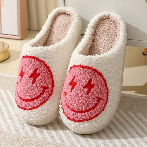 Pink happy face slippers