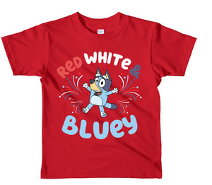 Red white & blue dog