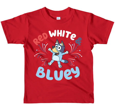 Red white & blue dog