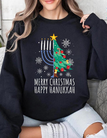 Merry Christmas. Happy Hanukkah.  kids sweatshirt
