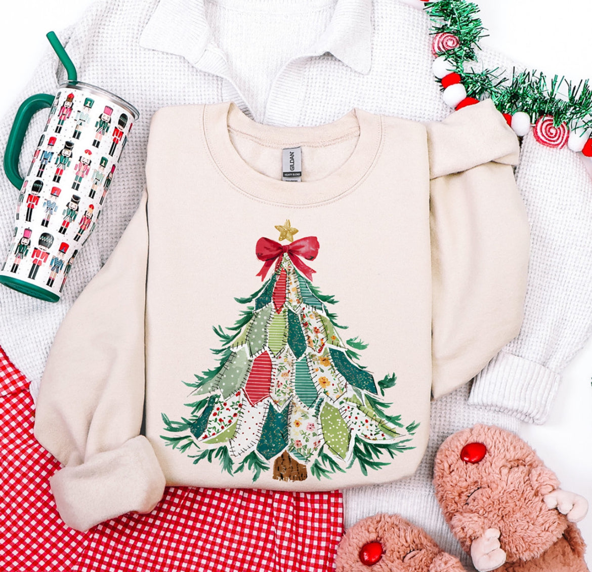 Faux quilt Christmas tree