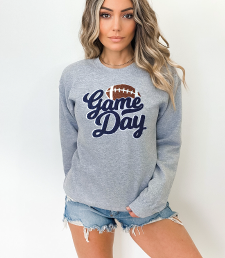 Game Day Chenille Patch Sweatshirts in Navy