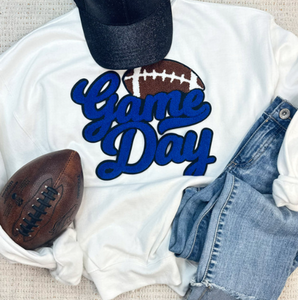 Game Day Chenille Patch Sweatshirts in Royal Blue