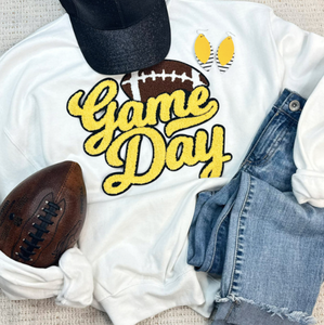 Game Day Chenille Patch Sweatshirts in Yellow