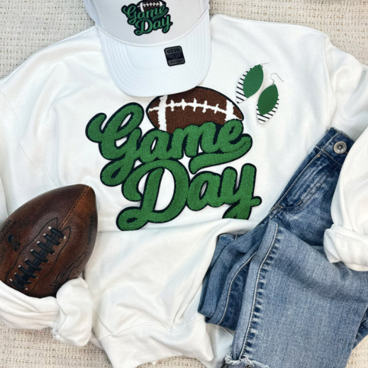 Game Day Chenille Patch Sweatshirts in Green