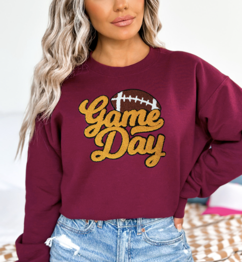 Game Day Chenille Patch Sweatshirts in Yellow/Gold