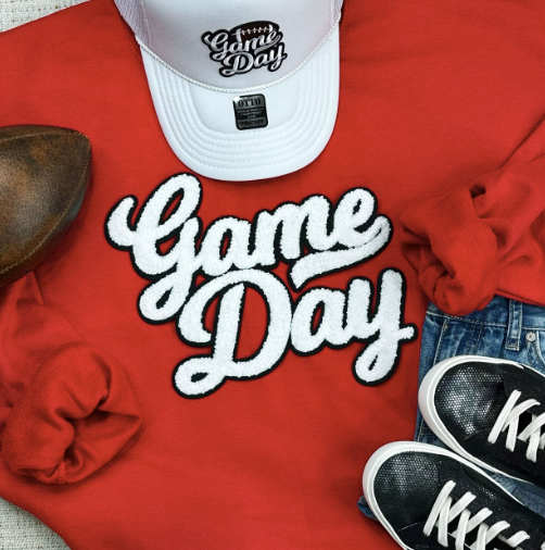 Game Day ( NO FOOTBALL) Chenille Patch Sweatshirt