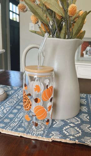 Leopard Pumpkin Glass Cup