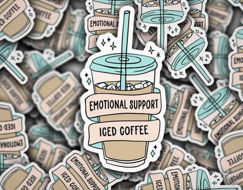 Emotional Support Iced Coffee stickers